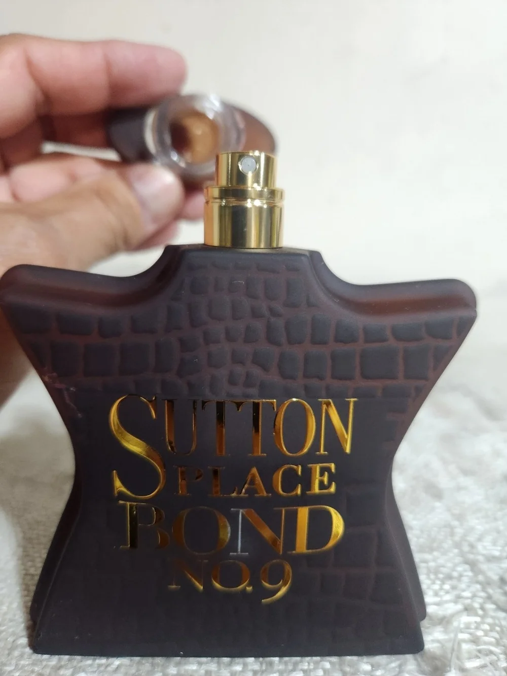 Sutton Place Brown Leather-Textured Men’s Fragrance Bottle 3.3 Oz